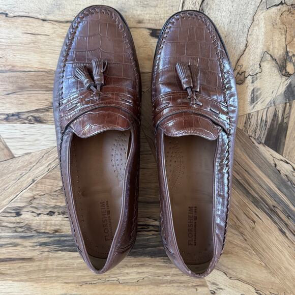 Florsheim Pisa 18469 Cognac Brown Croc Leather Tassel Loafer Dress Shoes Mens 10 main image 14